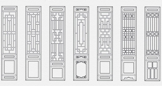 五原常用中式仿古花窗图案隔断设计图